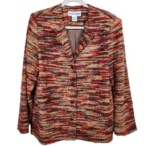 Alfred Dunner Vintage Autumn Fall Tweed Multicolor Blazer Jacket Womens Size 10